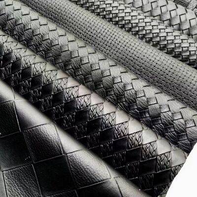 Looped Fabric Woven Pattern PVC Synthetic Leather Embossed Shoes Bags Furniture Crafts Car Faux Leather Fabric Stretch