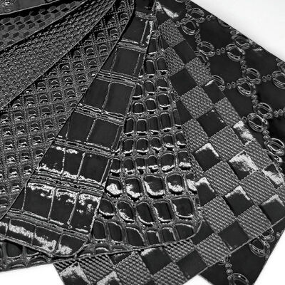Geometri Butiran Anyaman Emboss Buaya PVC Kilap Tinggi Hewan untuk Dekorasi Tas Sepatu Kain Kulit Sintetis Buatan untuk Kerajinan