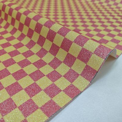 Kain Kulit PVC Premium Glitter Checker untuk Tas, Dompet, Sepatu dan Aksesoris Mode