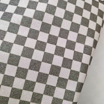 Kain Kulit PVC Premium Glitter Checker untuk Tas, Dompet, Sepatu dan Aksesoris Mode