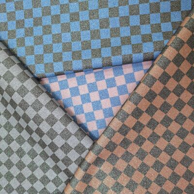 Kain Kulit PVC Premium Glitter Checker untuk Tas, Dompet, Sepatu dan Aksesoris Mode