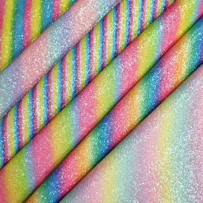 Rainbow Glitter Checker Pattern Kulit sintetis PVC untuk tas, sepatu & kerajinan