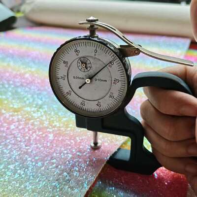 Rainbow Glitter Checker Pattern Kulit sintetis PVC untuk tas, sepatu & kerajinan