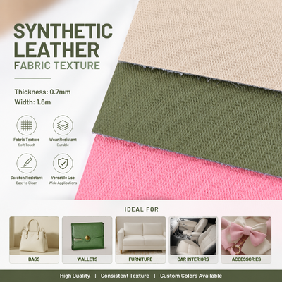 0.7mm Tekstur Kain Kulit Sintetis PVC Kulit Roll untuk Tas Furnitur Interior Otomotif Lebar 1,6m