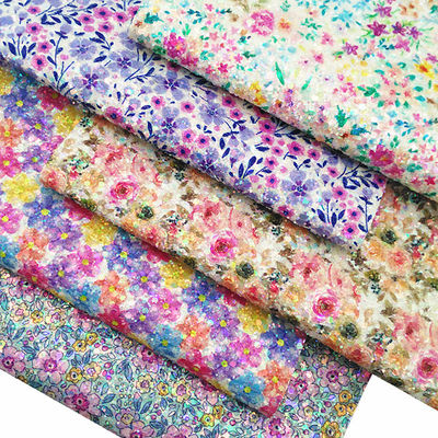 Lampu Musim Semi Menyinari Cetak Glitter katun beludru dasar PU kain kulit