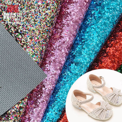 Grosir Glitter PVC Kulit sintetis untuk sepatu Perhiasan Kerajinan Tas Baju Kotak Kemasan Bahan Kulit Palsu
