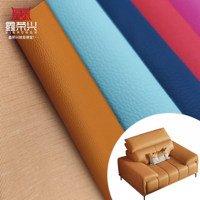 Grosir Litchi yang tergores Pakaian Pakaian PVC yang tidak tahan air Kulit sintetis buatan untuk kursi sofa Furnitur Bahan kulit palsu