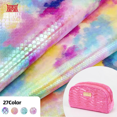 Kulit Sintetis Embos Cermin Pelangi PU Khusus untuk Koper Tas Tangan Sepatu Tas Kosmetik Kain Kulit