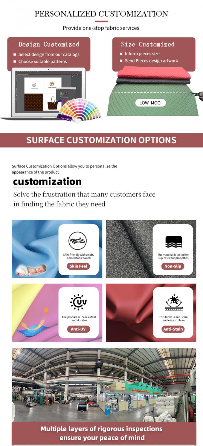 Kulit Sintetis PVC Emboss 0.7/0.9mm 4-Arah Peregangan Bahan Kulit Imitasi untuk Jok Sepeda Motor, Sepeda, Furnitur, Mobil 6