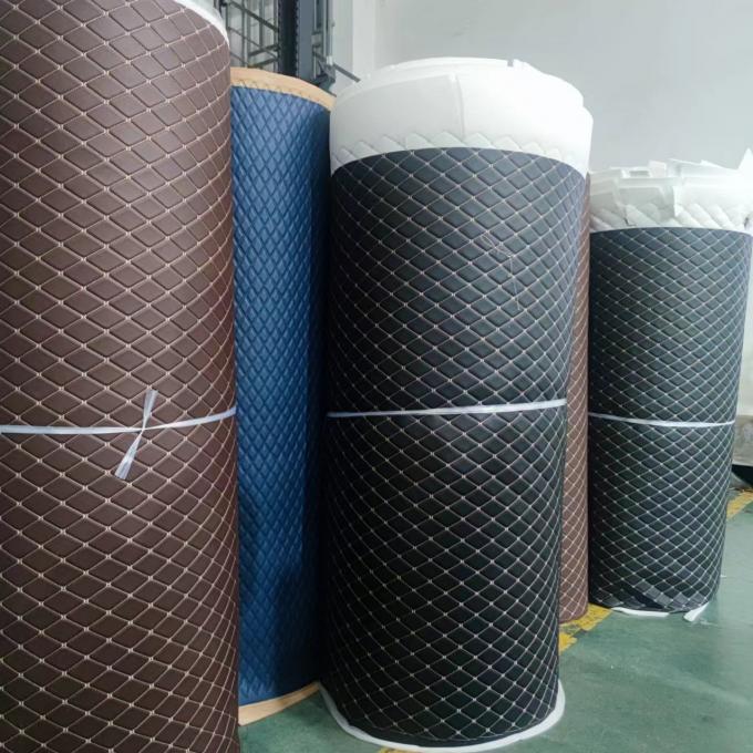 Custom PVC bordir Dilapisi kulit sintetis 6.0mm busa poliuretan untuk penutup kursi mobil sofa kain kulit palsu 12