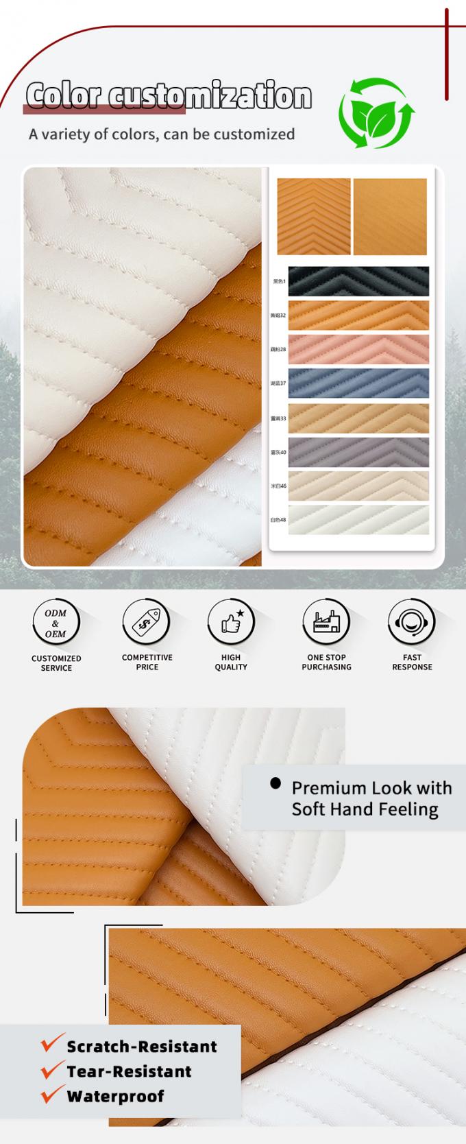 PVC Tebal 1.8mm Bordir-Emboss Garis Sintetis Kulit Imitasi Tahan Air Tas Meja Tikar Sepatu Dompet Hiasan Sabuk Sofa 4