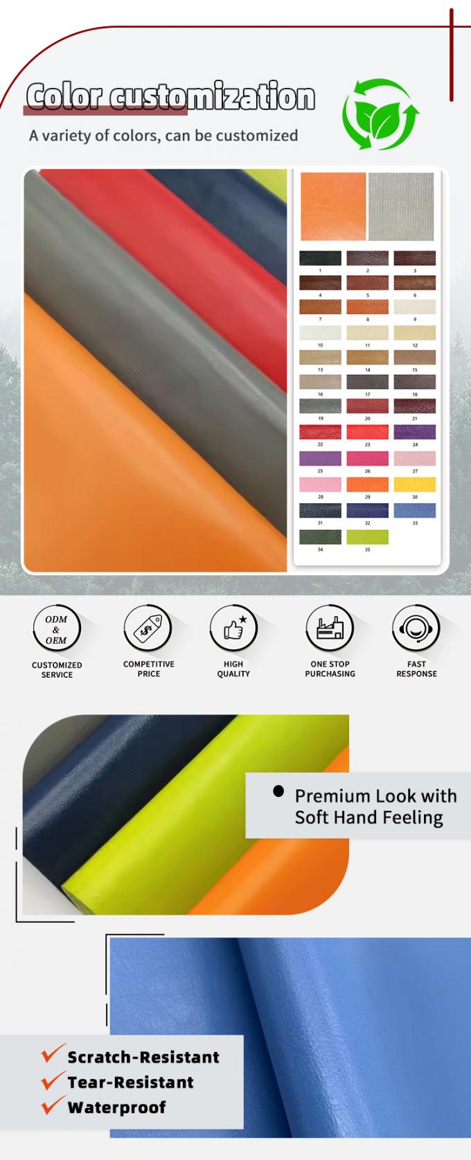 Kain Kulit Rajut PVC untuk Furnitur 57/58" Tahan Air Tahan Abrasi 4