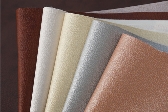 PVC Litchi Grain Synthetic Leather untuk Furniture 54" Lebar 7