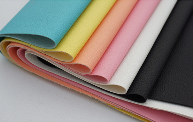 PVC Litchi Grain Synthetic Leather untuk Furniture 54" Lebar 8