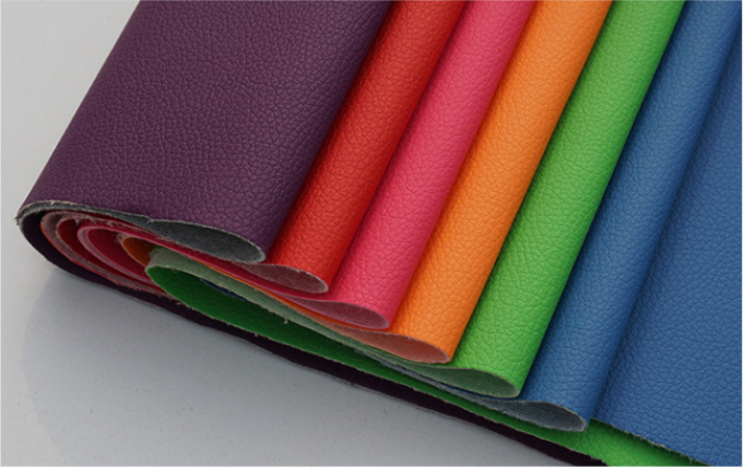 PVC Litchi Grain Synthetic Leather untuk Furniture 54" Lebar 9