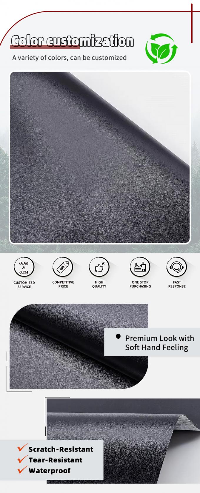 Kulit PVC Tahan Abrasi untuk Pelapis Furnitur Lebar 140cm 4