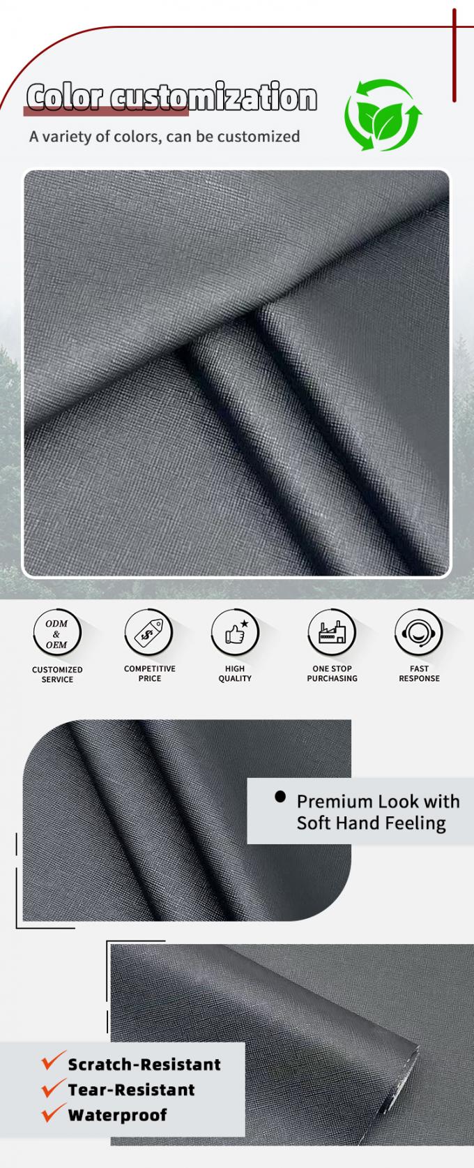 Kulit PVC Tahan Abrasi untuk Pelapis Furnitur 4