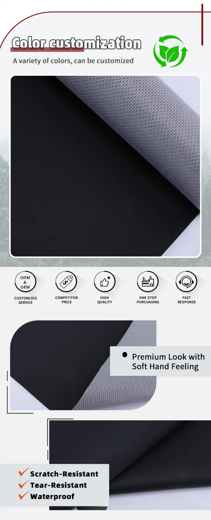 PVC Pinhole Grain Leather untuk Penutup Kursi Mobil - Waterproof & Abrasion-Resistant 4