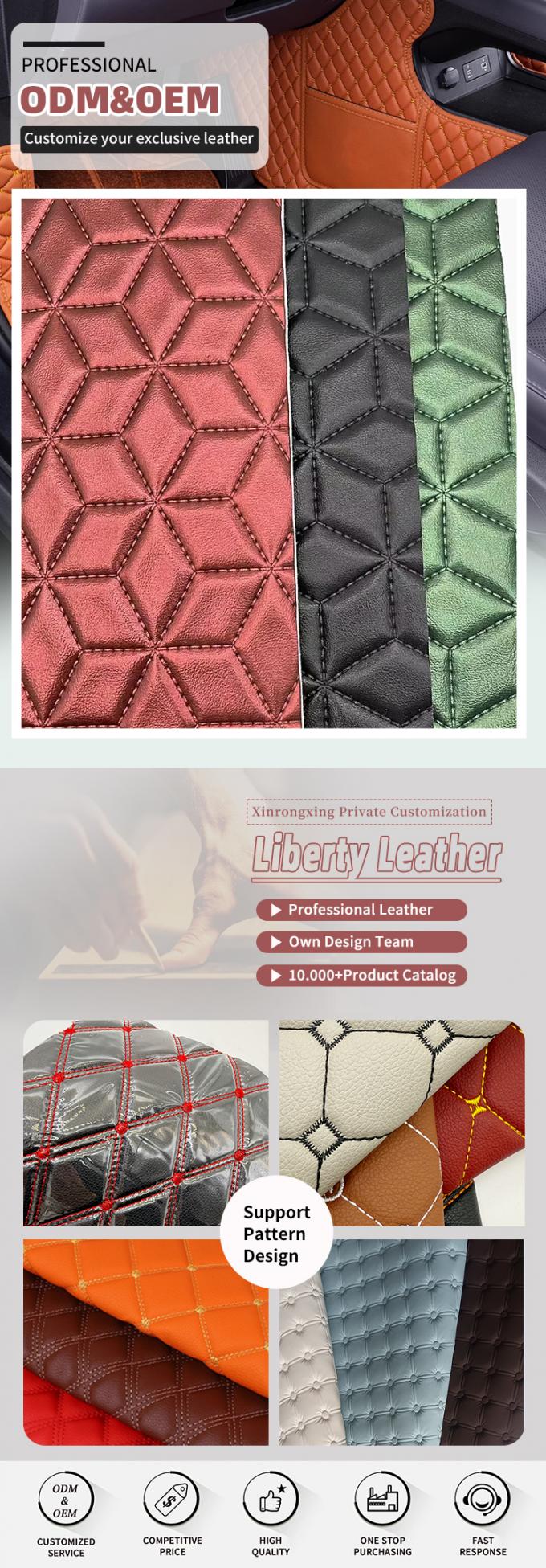 Custom PVC Diamond Embroidery Quilted Pearlly Synthetic Leather Needle Punch Foam for Car Seat Cover Sofa Kain Kulit Palsu 8