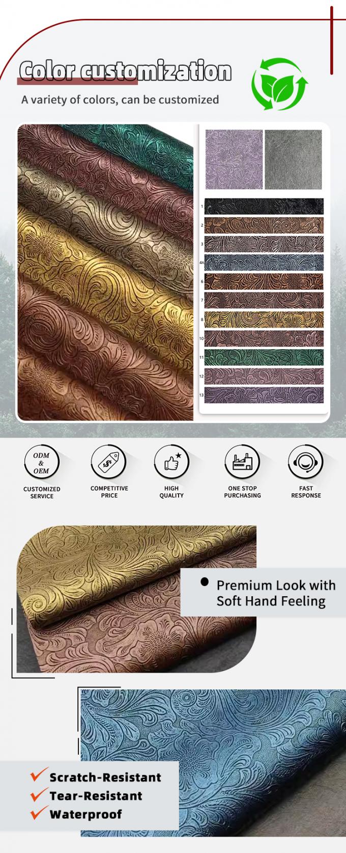 Pvc Flower Pattern kulit sintetis buatan dompet kotak sepatu Ntoebook kain kulit palsu 4