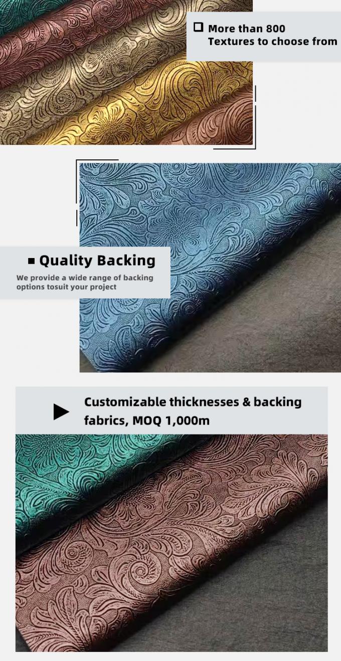 Pola bunga PVC yang tergores Kulit sintetis untuk kotak dompet Sepatu notebook Tas dekoratif Bahan kulit palsu tahan lama 5