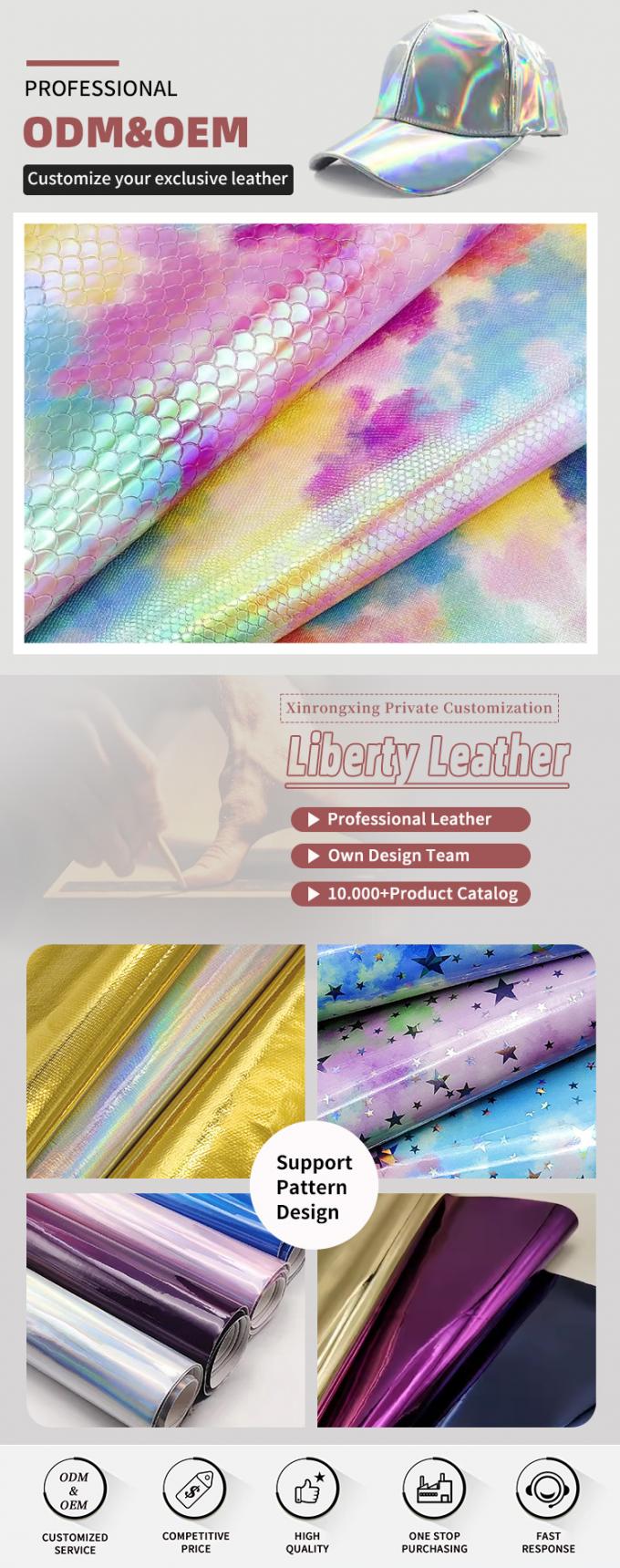 Kulit Sintetis Embos Cermin Pelangi PU Khusus untuk Koper Tas Tangan Sepatu Tas Kosmetik Kain Kulit 4