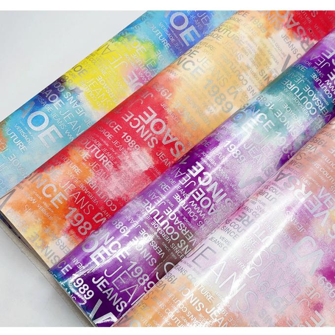 PU Rainbow Letter Print Majalah Desain Kulit Sintetis Waterproof Kain Kulit Palsu untuk Tas Bagasi Perabotan Kosmetik / Sofa 7