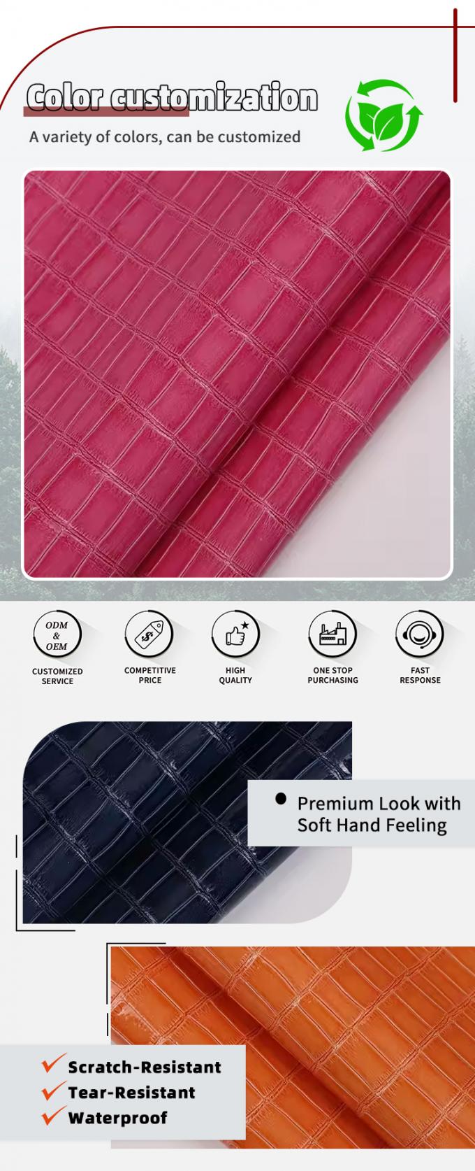 High-gloss PVC Bambu Pola Biji Kulit sintetis buatan Dekorasi Sepatu Tas Kotak Kain Kulit Palsu 4