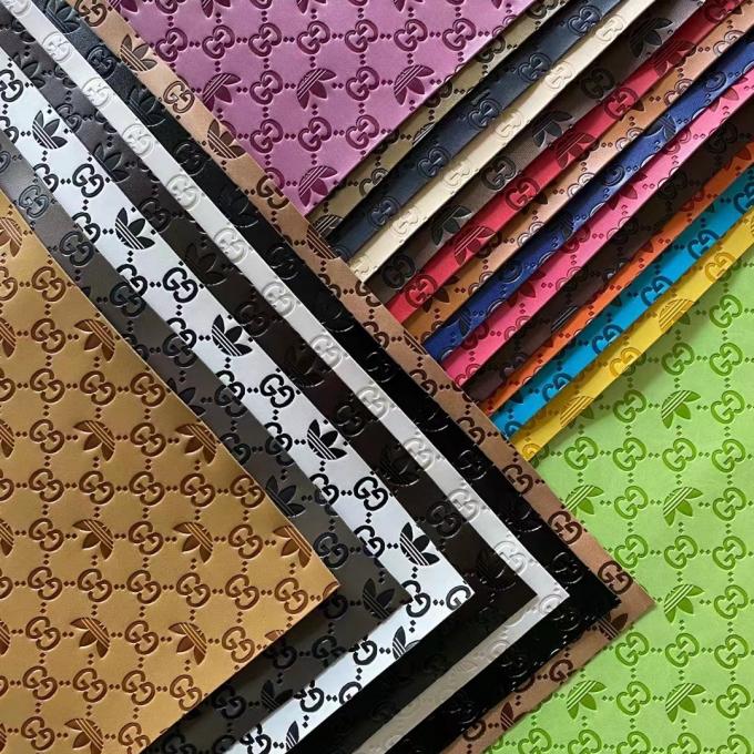 Sesuaikan Kulit Sintetis Timbul Perubahan Warna Mode PU Vinyl untuk Sepatu Tas Alas Meja Kain Kulit Imitasi 7