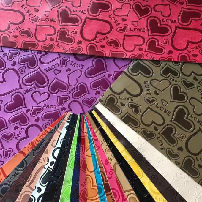 Sesuaikan Kulit Sintetis Timbul Perubahan Warna Mode PU Vinyl untuk Sepatu Tas Alas Meja Kain Kulit Imitasi 13